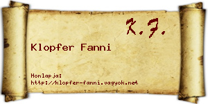 Klopfer Fanni névjegykártya
